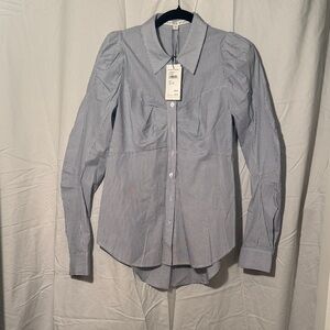 Veronica Beard Blue and White Striped Button Down Shirt